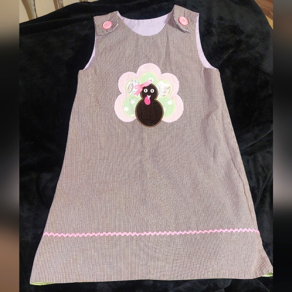 Reversible Dress with Black Cat and Turkey Applique.